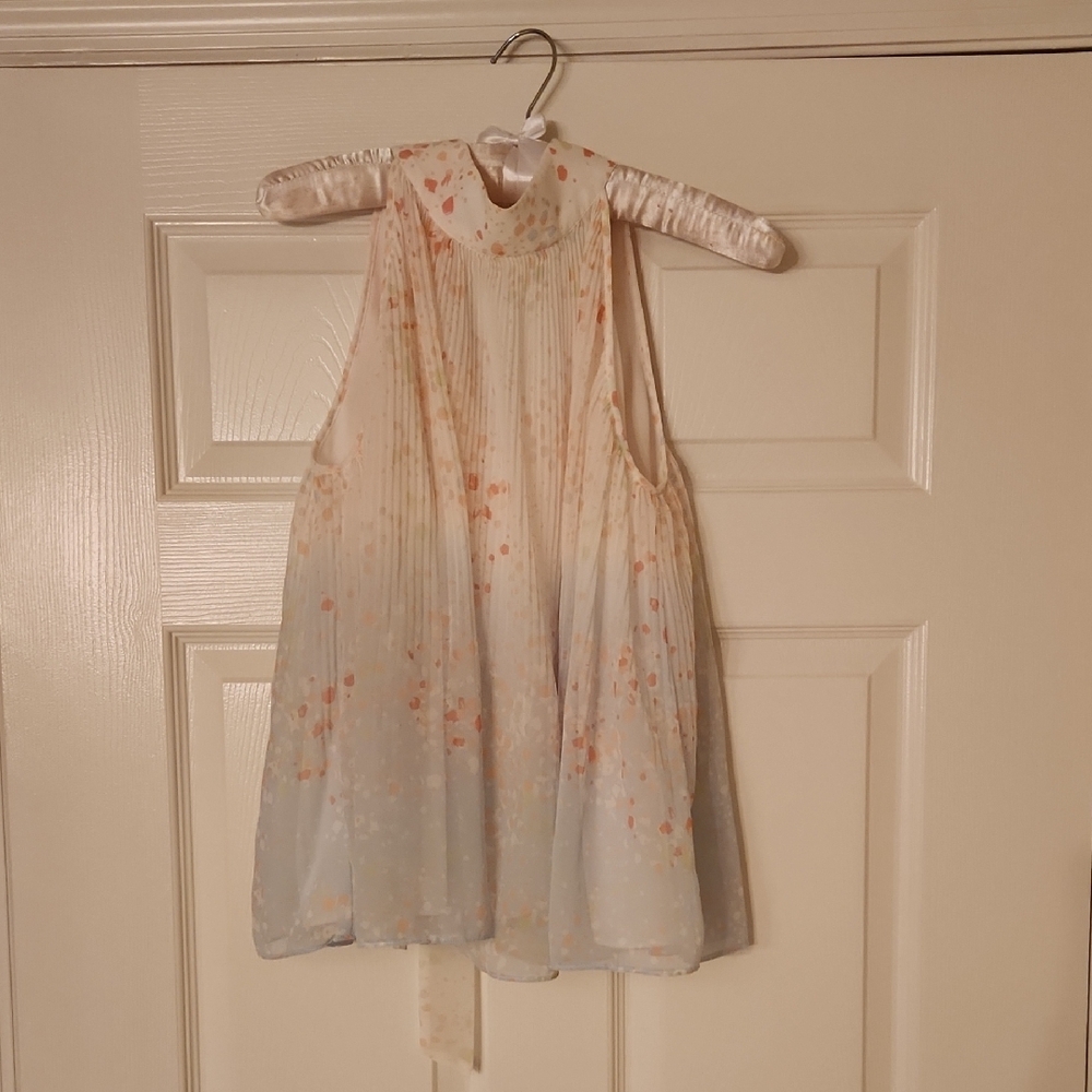 1.STATE Sleeveless Blouse with Peach, Pink, Green, Light Blue and Cream Accents